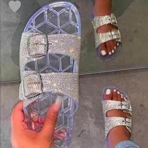 Rhinestone Clear Jelly Footbed Sandals